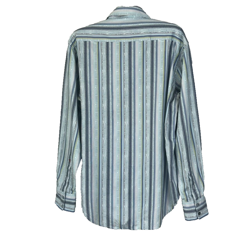 Robert Graham Shirt Men's Size M Blue Geometric Cotton Tailored Fit Flip Cuff - Picture 2 of 13